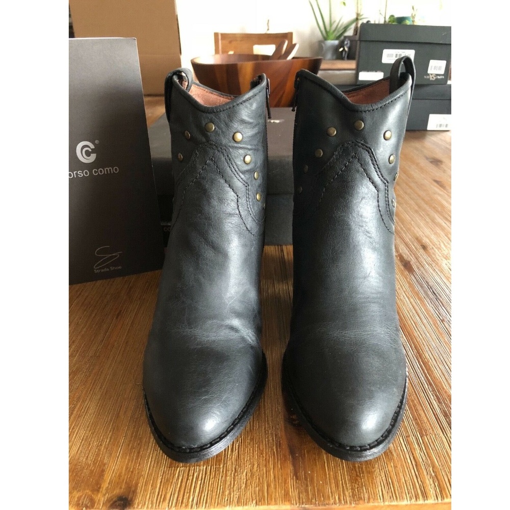 New in Box Corso Como Black Leather Ankle Booties